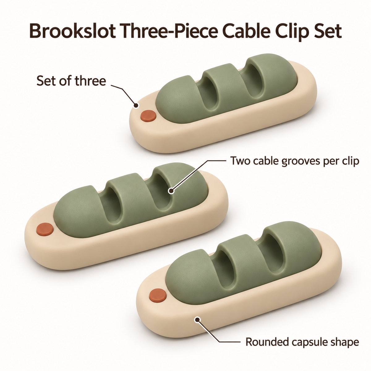 Brookslot Three-Piece Cable Clip Set