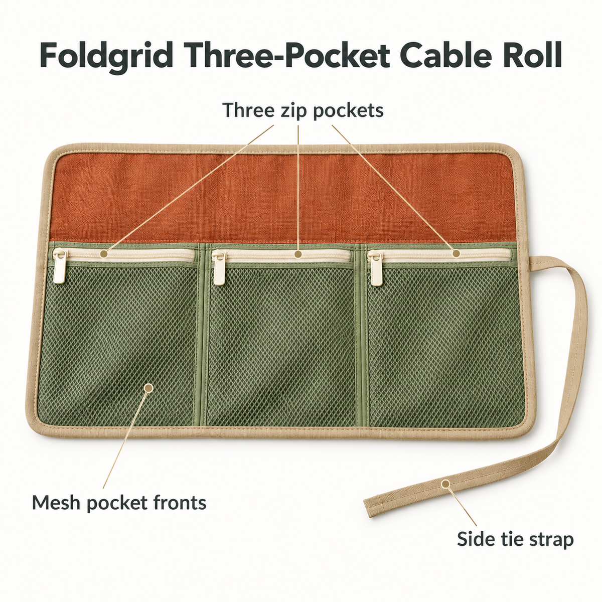 Foldgrid Three-Pocket Cable Roll